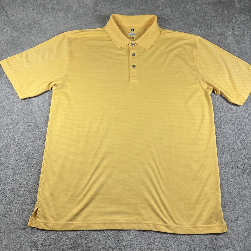 Pro Tour Coolplay Golf Polo Yellow Short Sleeve Shirt Stretch Men's Size XLT
